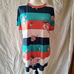 Viamor Striped Floral Top